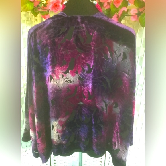 Cocoon House Purple Burnout Silk Velvet Kimono Open Front Drape Front π VGUC π - Picture 6 of 13
